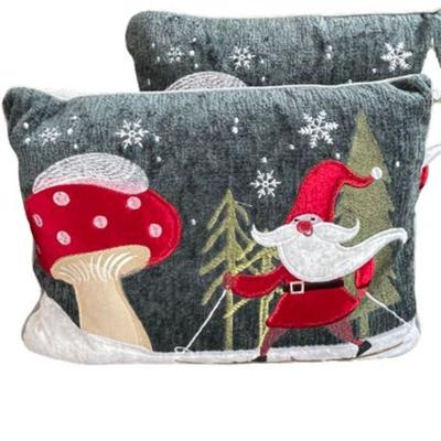 Lot 074-005 
Celerie Kimble Gnome Skiing Velvet Seasonal Accent Pillows