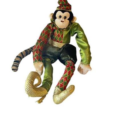 Lot 169  
Monkey Holiday Elf with Mismatched Fabrics and Gold Booties