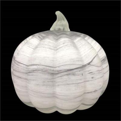 Lot 260-060  
Place and Time Grey and White Glass Swirl Pumpkin