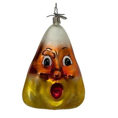 Lot 231-031  
Christopher Radko Halloween Candy Corn Glass Ornament 2-Sided