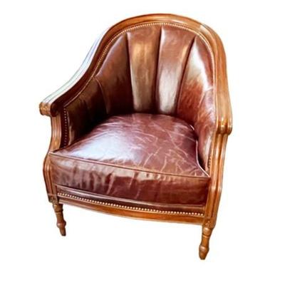 Lot 014-   
Arhaus Furniture Distressed Leather Club Chair