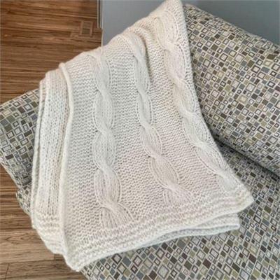 Lot 034-  
Arhaus Cable Knit Throw Blanket, Winter White