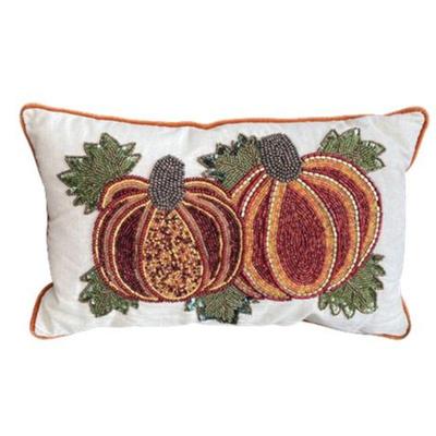 Lot 045-P  
Embroidered and Beaded Pumpkin Accent Pillow