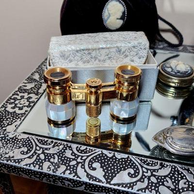 Lot 76 - Mirrored Silver Nightstand + Decor 