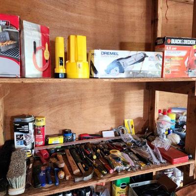 Lot 125 - Contents of Garage Shelves 