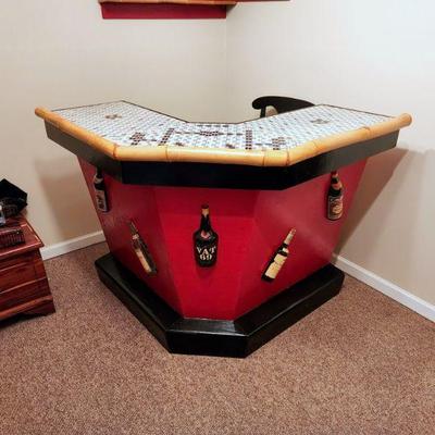 Lot 96 - Vintage Lighted Bar With Console & Wall Shelf 