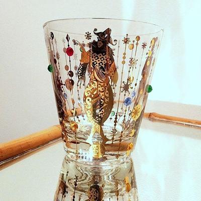 Lot 97 - Culver "Mardi Gras" Jeweled Double Old Fashioned Glasses 