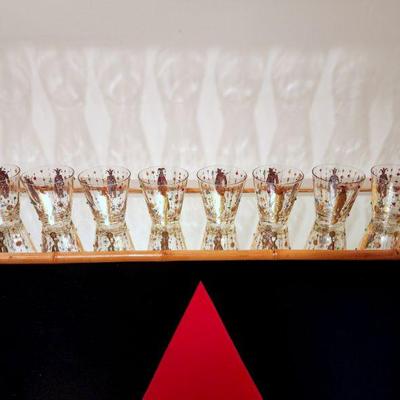 Lot 97 - Culver "Mardi Gras" Jeweled Double Old Fashioned Glasses 