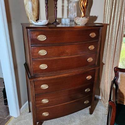 Lot 6 - Vintage Bow Front Wood Chest-of-Drawers 