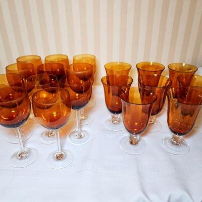 Lot 51 - Amber Glass Stemware 