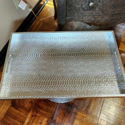 Lot 72 - Silver Chest, Tray, Box, & Stool 