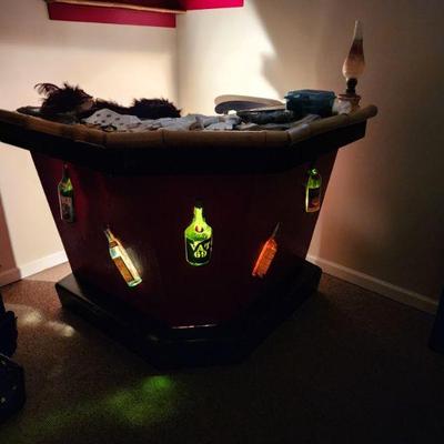 Lot 96 - Vintage Lighted Bar With Console & Wall Shelf 