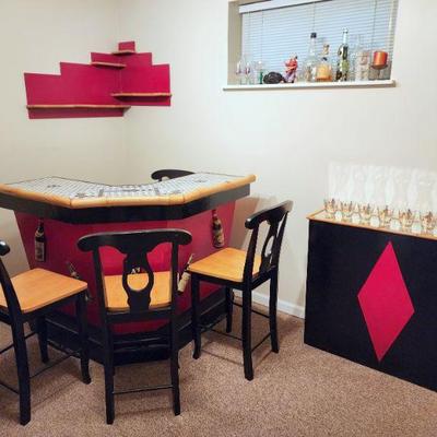 Lot 96 - Vintage Lighted Bar With Console & Wall Shelf 
