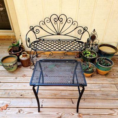 Lot 130 - Bench, Pots, & Grills 