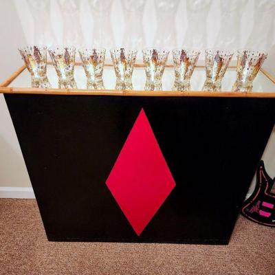 Lot 96 - Vintage Lighted Bar With Console & Wall Shelf 