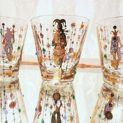 Lot 97 - Culver "Mardi Gras" Jeweled Double Old Fashioned Glasses 