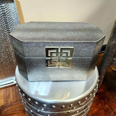 Lot 72 - Silver Chest, Tray, Box, & Stool 
