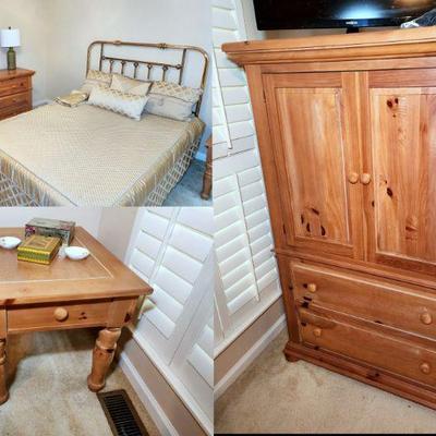 Lot 60 - Broyhill "Fontana" Bedroom Furniture + Brass Queen Bed 
