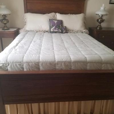 Antique walnut bed with spoon carved headboard - full size