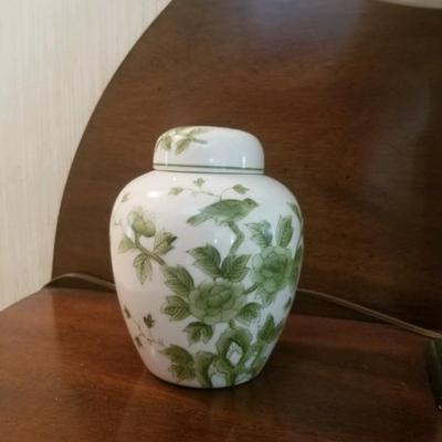 Green floral Japanese ginger jar