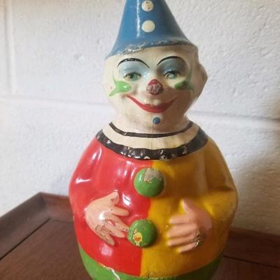 Vintage papier mache roly poly clown