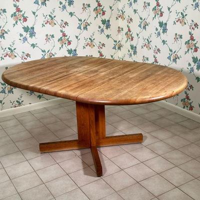 SMALL DINING TABLE | Small wooden circular dining table with pair of leaves (11.5â€) - h. 28.5 x dia. 42 in 