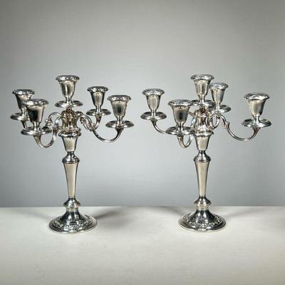 PAIR GORHAM STERLING CANDELABRAS | Adjustable Sterling candlesticks / candelabras. - l. 12 x w. 12 x h. 12.75 in 