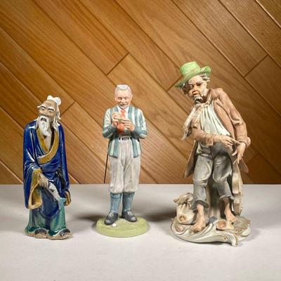(3PC) MAKE FIGURINES | Includes; Norman Rockwellâ€™s â€œOld Man Tracyâ€ figurine by Benedictine, drifter with violin figurine, and old...