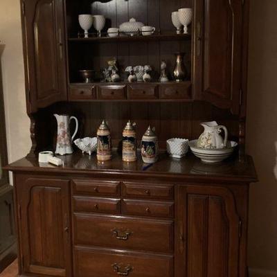 Wood Cabinet with Hutch