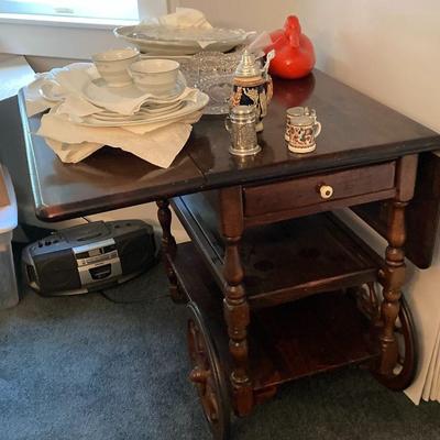 Wood Bar Cart Table