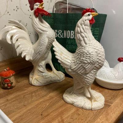 Ceramic Rooster Figurines