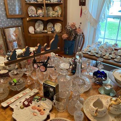 Dining Room FULL of Crystal, Decanters, Stemware, China and MORE