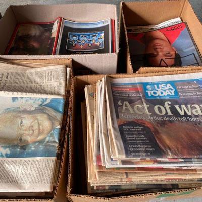 Old Newspapers and Life Magazines chronicling historical events for last 50 years