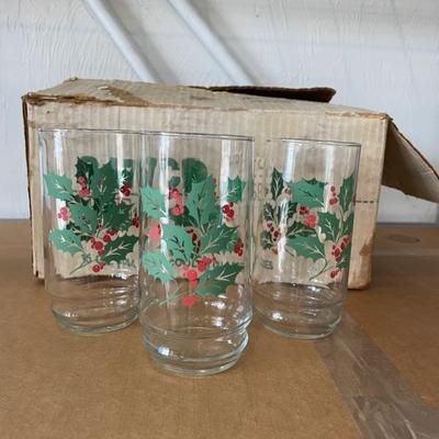 Libbey holly berry glasses