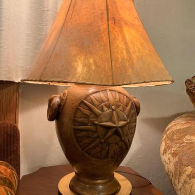 Marina Del Ray designer lamp w/ Cowhide shade. Full price or goes to Ebay.
