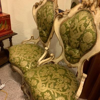 Dutch Roccoco chairs "as is". 
circa 1740AD. Full price or goes to Ebay.