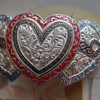 Heart silver plate buckle