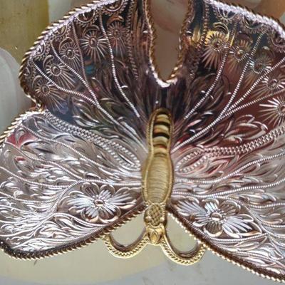 Butterfly silver plate buckle