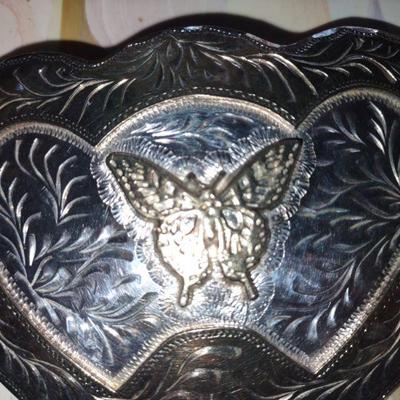 Butterfly silver plate buckle