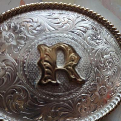 Silver plate buckle made in Montana