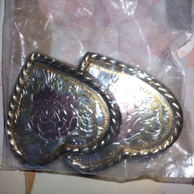 Two hearts silver plate buckle