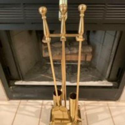 Mid Century Brass Fireplace Tools