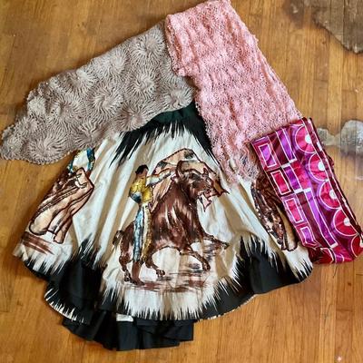 Skirt, shawls, scarf.