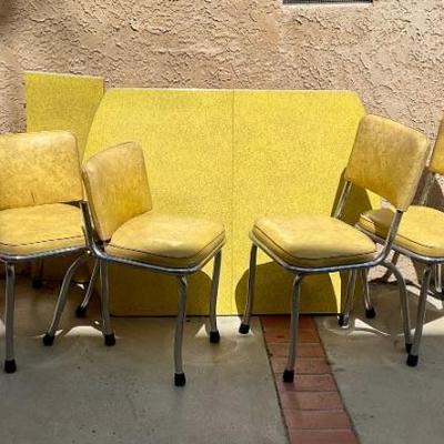 Yellow Formica Dining Table Set w/6 chairs