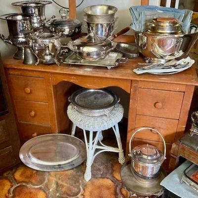 Silver plate dishes, bowls etc 