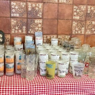 Novelty, keepsake drinking glasses.