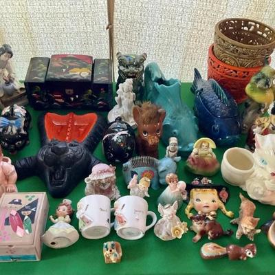 Lladro - Asian woman.  Various porcelain & ceramic pieces.