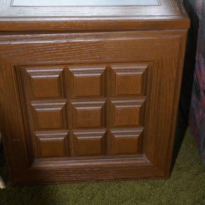 slate top MCM end table with door in front. 1970's 