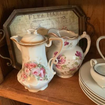 Hand painted antique pitchers
