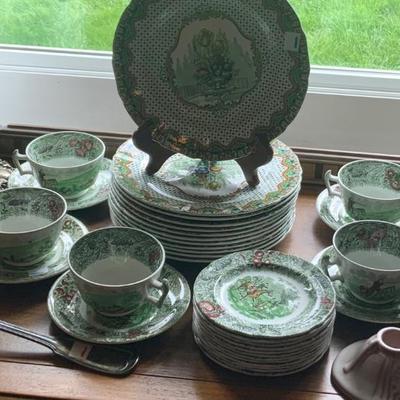 Spode antique â€œhuntingâ€ and floral